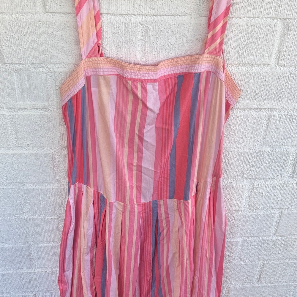 Free People Reversible Striped Primavera Pink and Purple Drop Waist Midi Dress - Picture 5 of 7